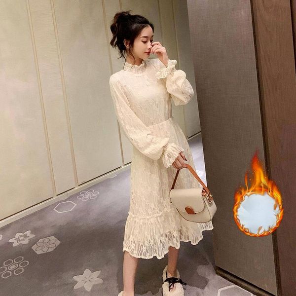 casual dresses elegant lace long sleeve dress solid women spring 2022 sweet party lady stand collar midi female clothes y855, Black;gray
casual dresses elegant lace long sleeve dress solid women spring 2022 sweet party lady stand collar midi female clothes y855, Black;gray