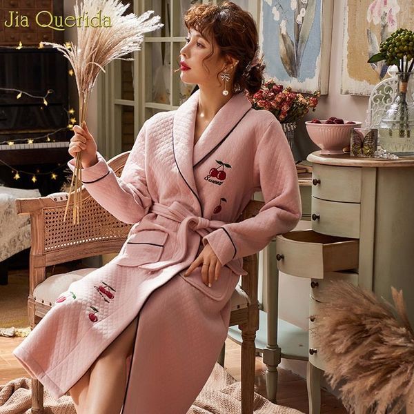 women's sleepwear pink dressing gown winter bath robe cute cherry embroidery embossing pattern womens robes cotton kimono xbi4, Black;red
women's sleepwear pink dressing gown winter bath robe cute cherry embroidery embossing pattern womens robes cotton kimono xbi4, Black;red