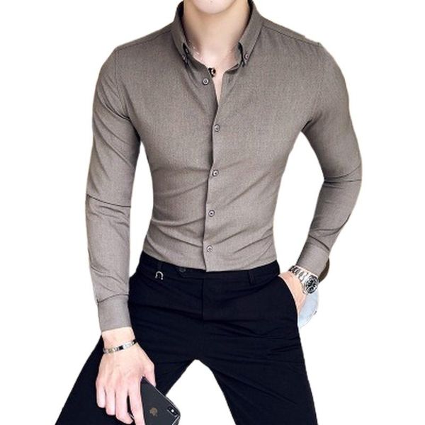 men's exquisite solid color shirt yingya gentleman style youth long sleeve business mens casual slim shirts, White;black
men's exquisite solid color shirt yingya gentleman style youth long sleeve business mens casual slim shirts, White;black
