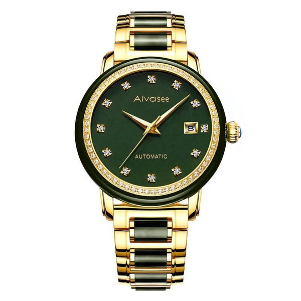 wristwatches brand aivasee jade watch automatic mechanical sapphire mirror high-end luxury gift business men wristwatch retro male clock, Slivery;brown
wristwatches brand aivasee jade watch automatic mechanical sapphire mirror high-end luxury gift business men wristwatch retro male clock, Slivery;brown