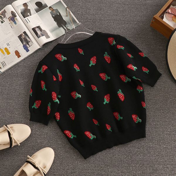 women's knits & tees new fashion black knitted cardigan women summer sweet strawberry v neck crop korean thin short sleeve sw, White
women's knits & tees new fashion black knitted cardigan women summer sweet strawberry v neck crop korean thin short sleeve sw, White