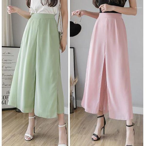 women's pants & capris 2021 summer womens chiffon split flared skirt palazzo boho wide leg loose trousers harajuku for women, Black;white
women's pants & capris 2021 summer womens chiffon split flared skirt palazzo boho wide leg loose trousers harajuku for women, Black;white