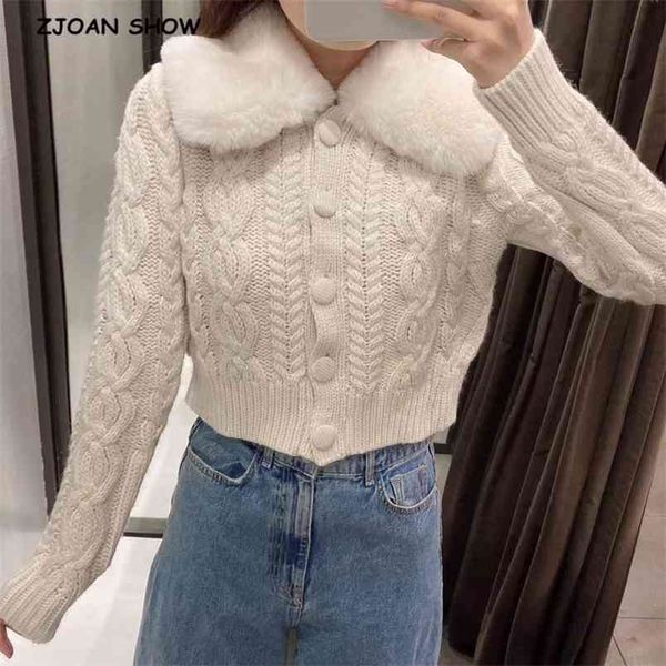 korea style lapel removable faux fur twist stripe knitting cardigan women button long sleeve crop sweater jumper knitwear 210429, White;black
korea style lapel removable faux fur twist stripe knitting cardigan women button long sleeve crop sweater jumper knitwear 210429, White;black