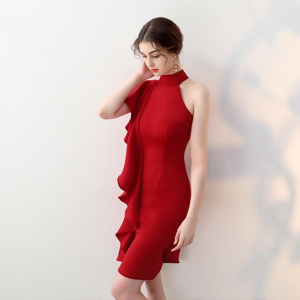 ethnic clothing asymmetrical solid qipao cascading ruffle sleeveless cheongsam sheath chinese bridal wedding party dress celebrity vest, Red
ethnic clothing asymmetrical solid qipao cascading ruffle sleeveless cheongsam sheath chinese bridal wedding party dress celebrity vest, Red