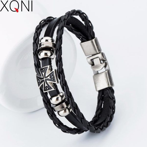 link, chain xqni brand fashion hook male charm bracelets trendy bangle handmade wrap cross leather bracelet men jewelry, Black
link, chain xqni brand fashion hook male charm bracelets trendy bangle handmade wrap cross leather bracelet men jewelry, Black