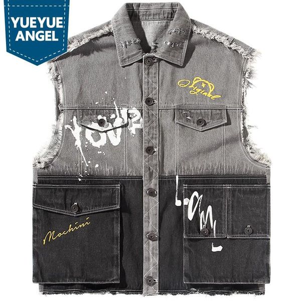 men's vests autumn mens graffiti letter print vest jacket hole korean style casual loose sleeveless turn-down collar fashion, Black;white
men's vests autumn mens graffiti letter print vest jacket hole korean style casual loose sleeveless turn-down collar fashion, Black;white