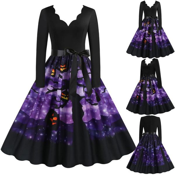 casual dresses 2021 winter ladies retro long dress halloween v-neck sleeve ribbon bow waist temperament festive clothing#e, Black;gray
casual dresses 2021 winter ladies retro long dress halloween v-neck sleeve ribbon bow waist temperament festive clothing#e, Black;gray