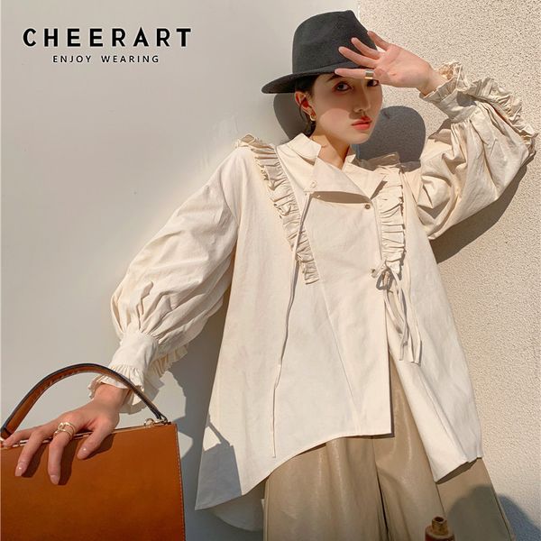 spring cotton lantern sleeve designer shirt long beige stand collar tie fashion women and blouse 210427, White
spring cotton lantern sleeve designer shirt long beige stand collar tie fashion women and blouse 210427, White