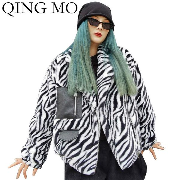 women's jackets qing mo 2021 winter women moto & biker style jacket zebra striped pu leather patchwork short coat zqy6018, Black;brown
women's jackets qing mo 2021 winter women moto & biker style jacket zebra striped pu leather patchwork short coat zqy6018, Black;brown