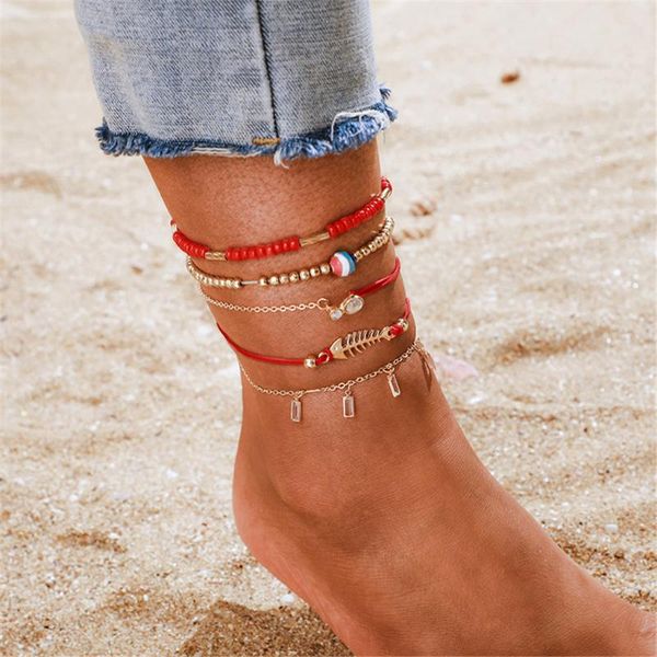 anklets 5pcs/set simple chain beads gold color anklet for women female bohemian link foot bracelet barefoot jewelry summer party, Red;blue
anklets 5pcs/set simple chain beads gold color anklet for women female bohemian link foot bracelet barefoot jewelry summer party, Red;blue