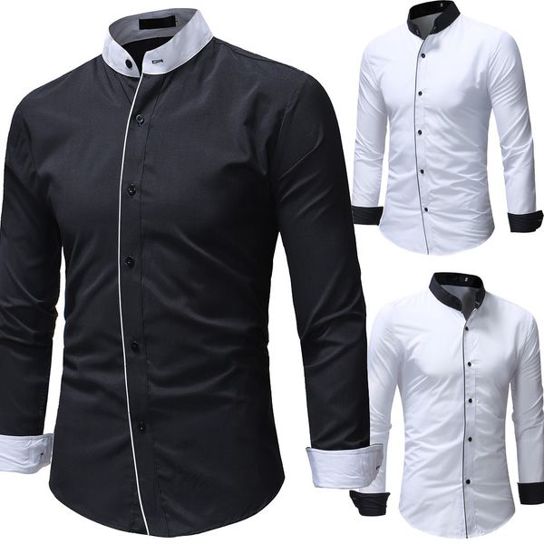 long-sleeve male with colour contrast cardigan shirt type thin single-breasted color, White;black
long-sleeve male with colour contrast cardigan shirt type thin single-breasted color, White;black