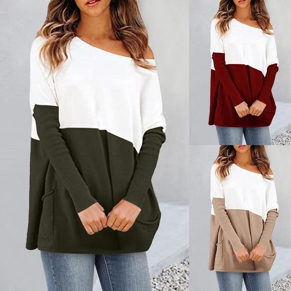 women's blouses & shirts fashion casual patchwork winterautumn blouse pockets o-neck tee female women long sleeve shirt blusas feminin, White
women's blouses & shirts fashion casual patchwork winterautumn blouse pockets o-neck tee female women long sleeve shirt blusas feminin, White