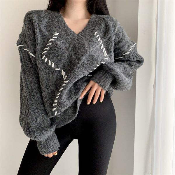 women's sweaters lazy vintage sweaters knitted or crocheted for women, stylish woolen winter lqir, White;black
women's sweaters lazy vintage sweaters knitted or crocheted for women, stylish woolen winter lqir, White;black