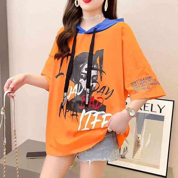 2021 summer new ins pure cotton medium length short sleeve color matching hoodie versatile student girl t-shirt fashion, Black
2021 summer new ins pure cotton medium length short sleeve color matching hoodie versatile student girl t-shirt fashion, Black