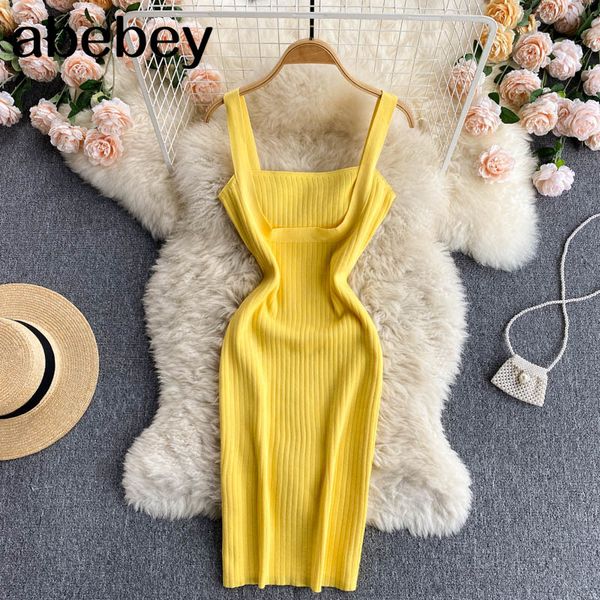 women strap knitted dress korean square collar sleeveless elastic pencil summer slim streetwear short 210512, Black;gray
women strap knitted dress korean square collar sleeveless elastic pencil summer slim streetwear short 210512, Black;gray
