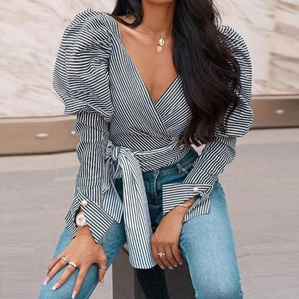 fashion vintage women long puff sleeve blouses v neck shirts women's clothes bandage striped casual tunic blouse lady shirt &, White
fashion vintage women long puff sleeve blouses v neck shirts women's clothes bandage striped casual tunic blouse lady shirt &, White