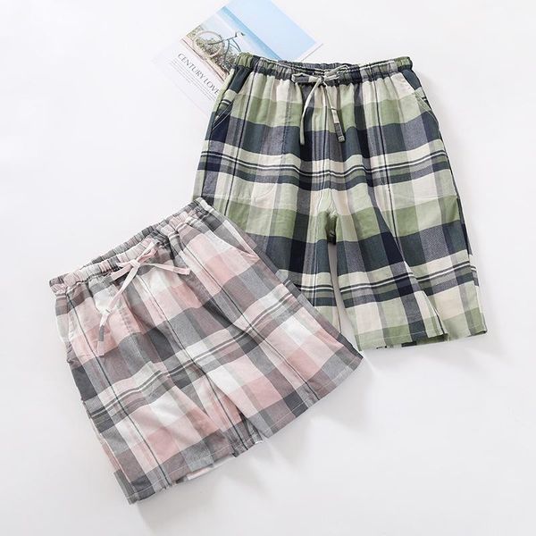 men's sleepwear green men drawstring thin cotton yarn plaid shorts pajamas externally wearable home pants pink couples loose pocket bea, Black;brown
men's sleepwear green men drawstring thin cotton yarn plaid shorts pajamas externally wearable home pants pink couples loose pocket bea, Black;brown