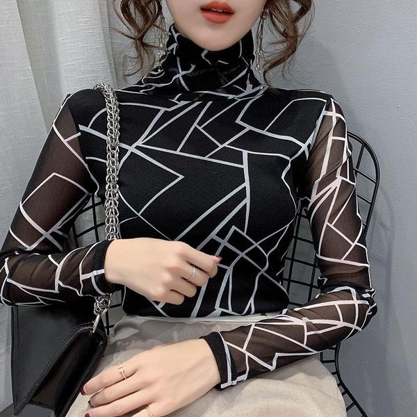 women's blouses & shirts the style of western fashion net yarn with slim and thin high-neck bottoming shirt women, White
women's blouses & shirts the style of western fashion net yarn with slim and thin high-neck bottoming shirt women, White
