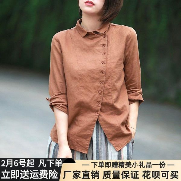 women's blouses & shirts blouse women shirt linen placket solid color female collar blusas mujer de moda, White
women's blouses & shirts blouse women shirt linen placket solid color female collar blusas mujer de moda, White
