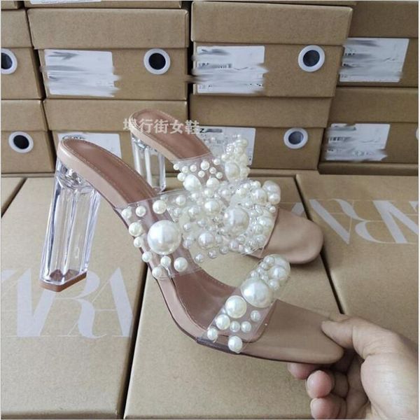 slippers women's shoes, high-heeled sandals pearl decoration, transparent word with crystals, thick heel and rxo0, Black
slippers women's shoes, high-heeled sandals pearl decoration, transparent word with crystals, thick heel and rxo0, Black