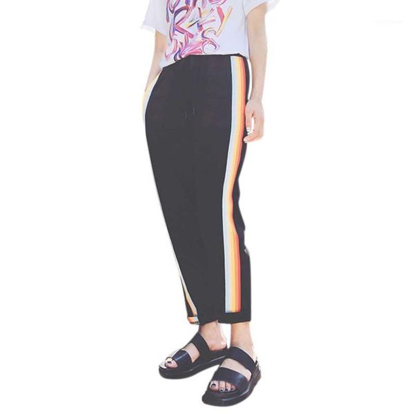 women's pants & capris efinny casual rainbow side-stripe female loose elastic waist pockets women, Black;white
women's pants & capris efinny casual rainbow side-stripe female loose elastic waist pockets women, Black;white