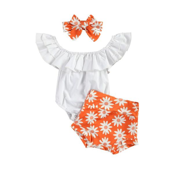 clothing sets lovely baby girls clothes 3pcs off shoulder short sleeve solid romper+flowers shorts headband, White
clothing sets lovely baby girls clothes 3pcs off shoulder short sleeve solid romper+flowers shorts headband, White