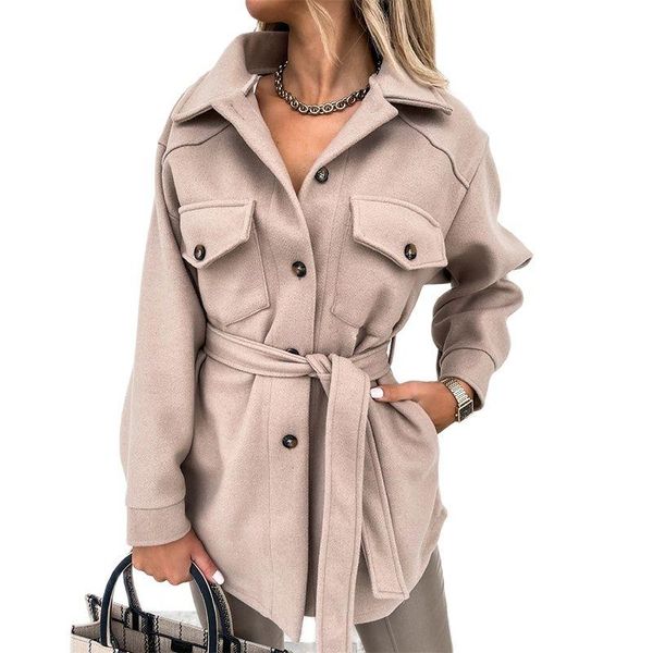 women's wool & blends 2021 fashion explosive fall winter lace-up color woolen jacket warm and leisure commuter, Black
women's wool & blends 2021 fashion explosive fall winter lace-up color woolen jacket warm and leisure commuter, Black