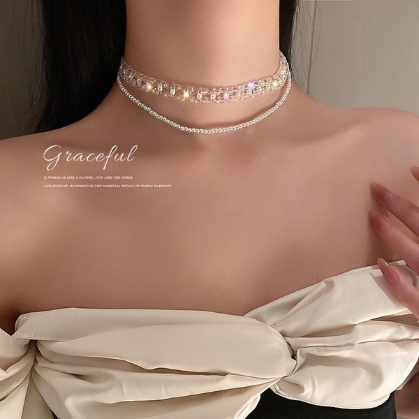 chokers south korea's hip-hop personality pearl crystal double-layer necklace clavicle chain net red temperamentdesign, Golden;silver
chokers south korea's hip-hop personality pearl crystal double-layer necklace clavicle chain net red temperamentdesign, Golden;silver