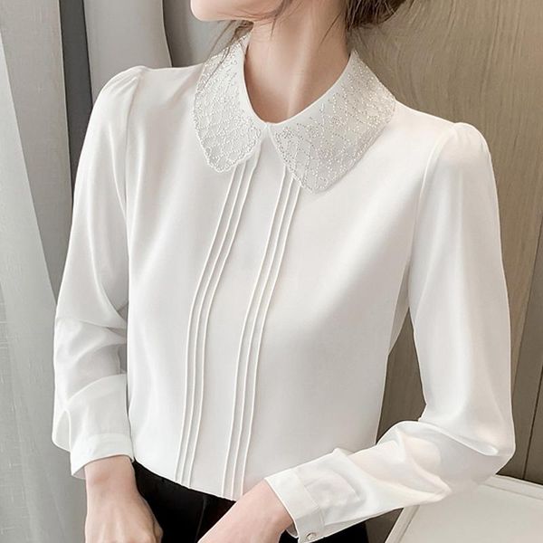 women's blouses & shirts long sleeve blouse women blusas mujer de moda 2021 white beading chiffon shirt femme e374
women's blouses & shirts long sleeve blouse women blusas mujer de moda 2021 white beading chiffon shirt femme e374