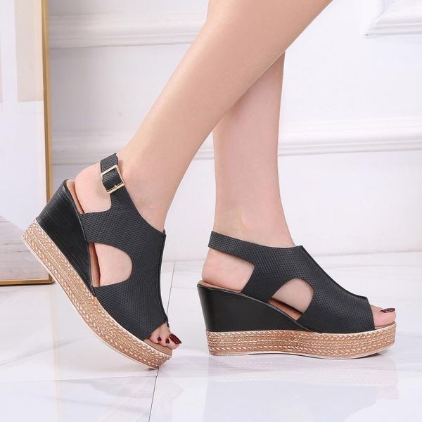 dress shoes women's sandals ladies fashion solid wedges casual buckle strap roman chunky heel heighten, Black
dress shoes women's sandals ladies fashion solid wedges casual buckle strap roman chunky heel heighten, Black