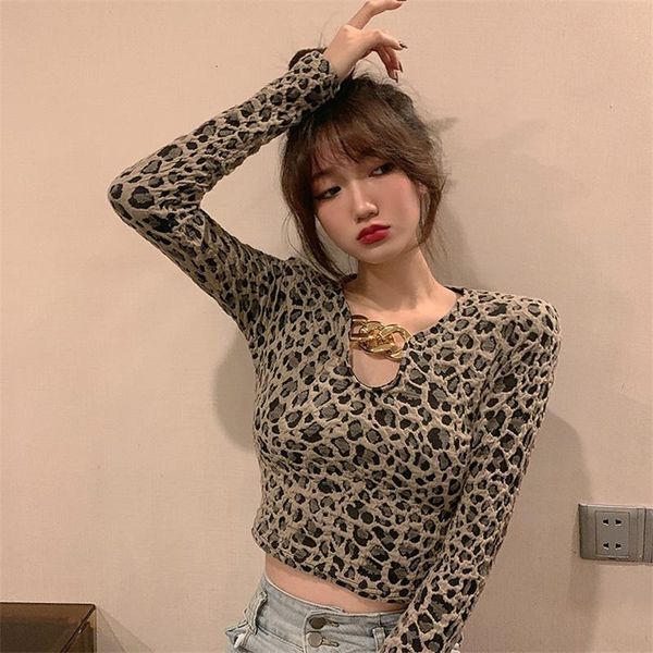 women's t-shirt early spring korean high waist short cropped navel all-match thin leopard print tight long sleeve, White
women's t-shirt early spring korean high waist short cropped navel all-match thin leopard print tight long sleeve, White