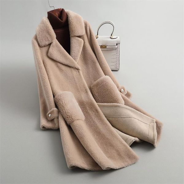 women's wool & blends fur coats long winter coat women elegant turn down collar pockets camel real sheep overcoats mid-length lady jack, Black
women's wool & blends fur coats long winter coat women elegant turn down collar pockets camel real sheep overcoats mid-length lady jack, Black
