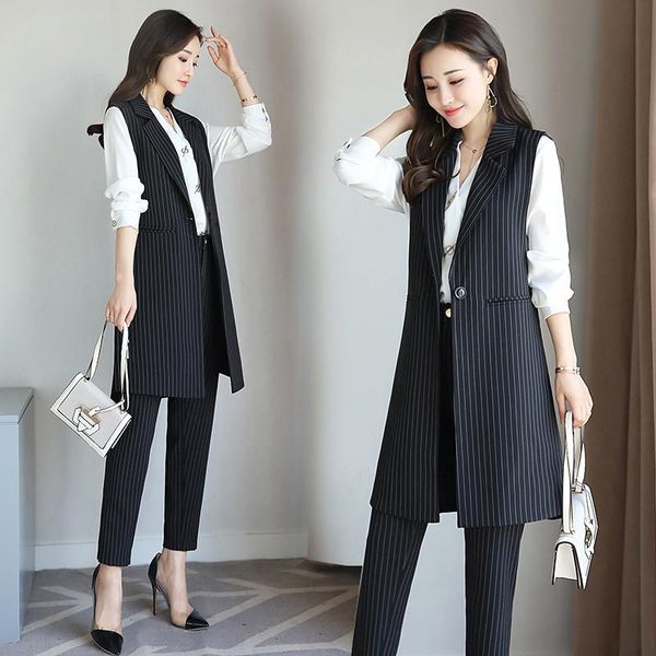 women's two piece pants women striped suit waistcoat set professional spring and autumn two-piece outfit office clothes, White
women's two piece pants women striped suit waistcoat set professional spring and autumn two-piece outfit office clothes, White