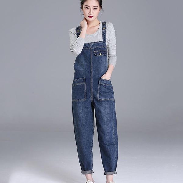 fashion loose pocket autumn bib women jean pants overalls shoulder strap jumpsuit large size brand denim, Blue
fashion loose pocket autumn bib women jean pants overalls shoulder strap jumpsuit large size brand denim, Blue