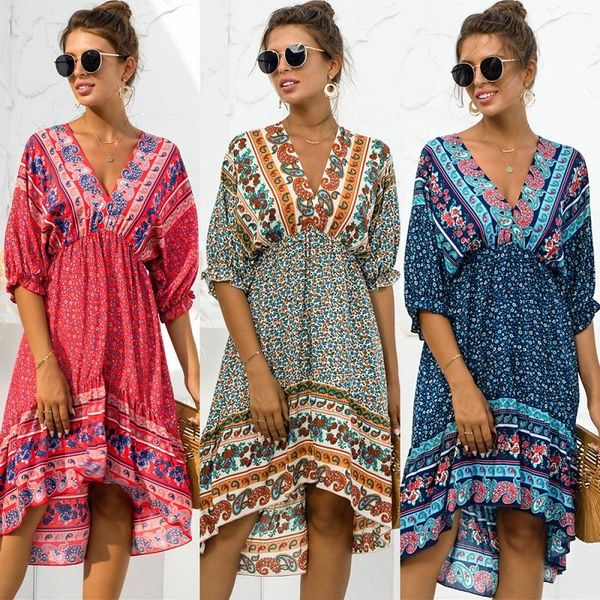 casual dresses fashion summer print beach midi women printed vintage sundress v-neck short sleeve female high waist retro dress, Black;gray
casual dresses fashion summer print beach midi women printed vintage sundress v-neck short sleeve female high waist retro dress, Black;gray