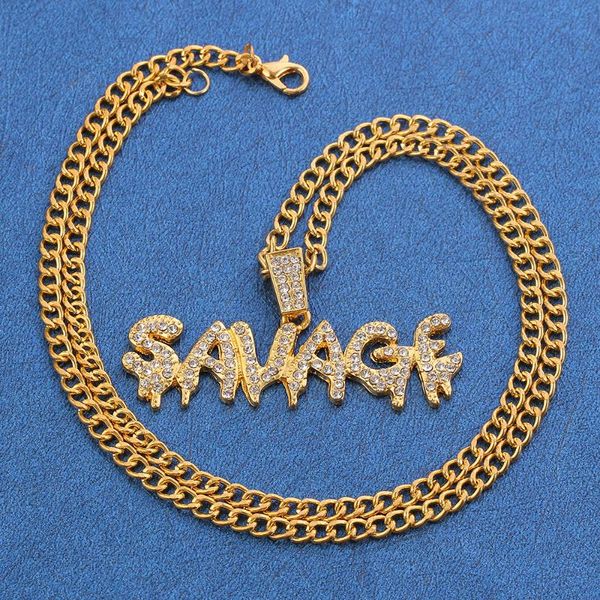 pendant necklaces savage letter necklace bling shiny link chain hip-hop full zircon men's bijoux femme gift, Silver
pendant necklaces savage letter necklace bling shiny link chain hip-hop full zircon men's bijoux femme gift, Silver