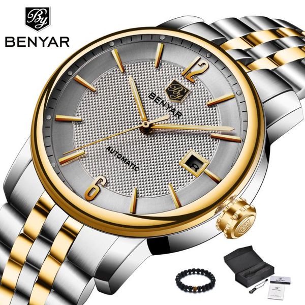 wristwatches benyar men watch automatic mechanic stainless steel gold business wristwatch mens clock reloj hombre 2021, Slivery;brown
wristwatches benyar men watch automatic mechanic stainless steel gold business wristwatch mens clock reloj hombre 2021, Slivery;brown