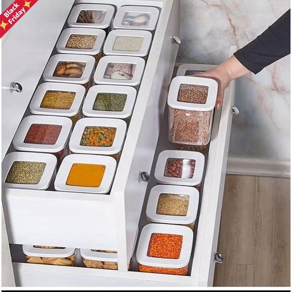 kitchen storage box container set organizer square vacuum lid airtight jars pantry noodle legume cereals rice pasta bottles &
kitchen storage box container set organizer square vacuum lid airtight jars pantry noodle legume cereals rice pasta bottles &
