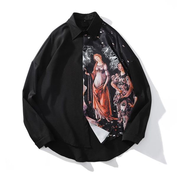 men's casual shirts fashion vintage shirt men printed black harajuku oversized long sleeve streetwear designer, White;black
men's casual shirts fashion vintage shirt men printed black harajuku oversized long sleeve streetwear designer, White;black