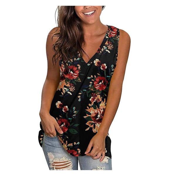 women tanks v-neck floral printed sleeveless casual side split pullover hararjuku for girls vest 2021 women's & camis, White
women tanks v-neck floral printed sleeveless casual side split pullover hararjuku for girls vest 2021 women's & camis, White