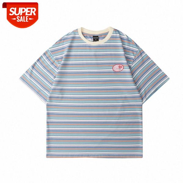 embroidered color matching striped short-sleeved t-shirt men's lazy loose round neck five-point sleeve #ne6j, White;black
embroidered color matching striped short-sleeved t-shirt men's lazy loose round neck five-point sleeve #ne6j, White;black