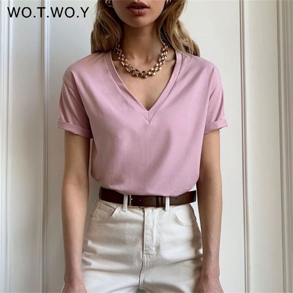 wotwoy summer knitted v-neck t-shirt women cotton basic solid tee shirt female short sleeve kintwear harajuku tshirt ladies 210330, White
wotwoy summer knitted v-neck t-shirt women cotton basic solid tee shirt female short sleeve kintwear harajuku tshirt ladies 210330, White