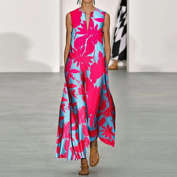 Summer Elegant Sleeveless Long Dress V Neck 2021 Casual Women Floral Printing Bohemian Beach Party Holiday Fashion Dresses, Sky blue
Summer Elegant Sleeveless Long Dress V Neck 2021 Casual Women Floral Printing Bohemian Beach Party Holiday Fashion Dresses, Sky blue