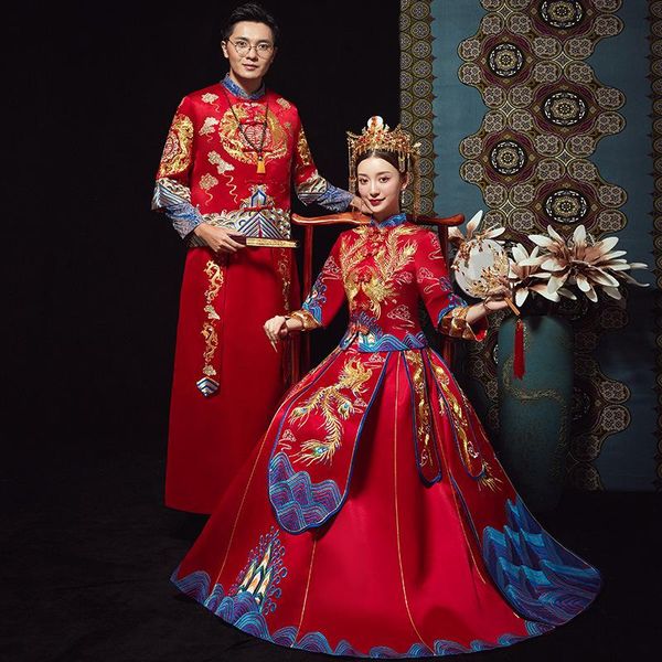 chinese traditional bride groom clothing wedding dress female dragon gown slim cheongsam asia married evening gowns ethnic, Red
chinese traditional bride groom clothing wedding dress female dragon gown slim cheongsam asia married evening gowns ethnic, Red