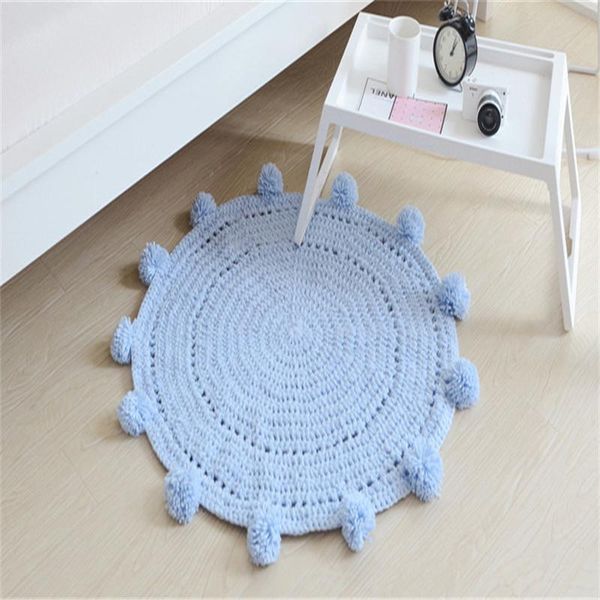 hand woven knitted floor rug 80*80cm carpet solid white blue children play mat round blanket for kids bedroom home decor carpets
hand woven knitted floor rug 80*80cm carpet solid white blue children play mat round blanket for kids bedroom home decor carpets