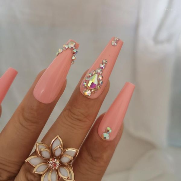 24pcs the latest luxury jewelry long ballet coffin fake nails crystal diamond pink1, Red;gold
24pcs the latest luxury jewelry long ballet coffin fake nails crystal diamond pink1, Red;gold