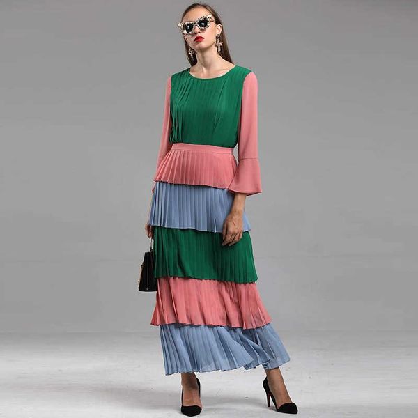 casual dresses long fashion sleeve layered dress fall winter runway flare elegant pleated chic maxi d678, Black;gray
casual dresses long fashion sleeve layered dress fall winter runway flare elegant pleated chic maxi d678, Black;gray