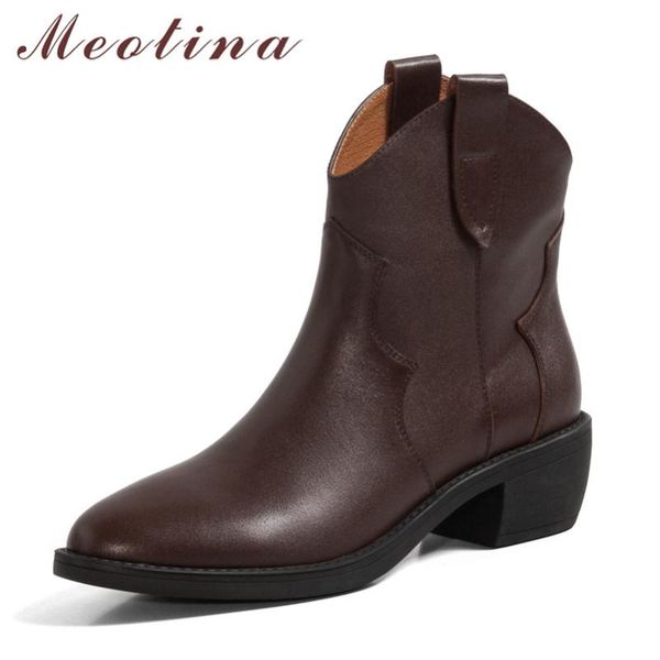 boots meotina western women shoes natural genuine leather mid heel ankle slip on thick heels short autumn brown 40, Black
boots meotina western women shoes natural genuine leather mid heel ankle slip on thick heels short autumn brown 40, Black