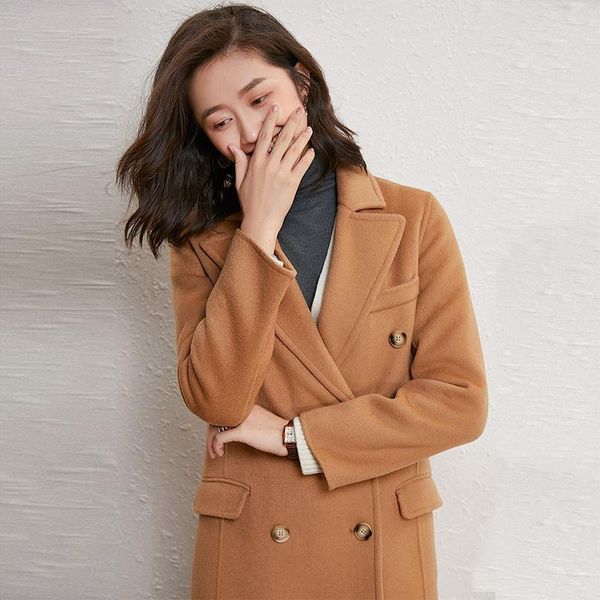 women's wool & blends women double sided cashmere overcoats winter woolen jackets high end long handmade camel cape outwear plus size, Black
women's wool & blends women double sided cashmere overcoats winter woolen jackets high end long handmade camel cape outwear plus size, Black