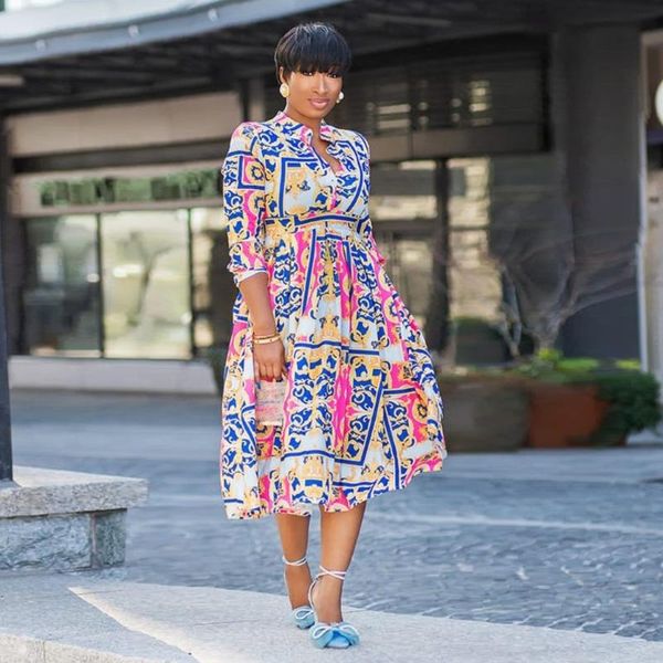 plus size dresses women's dress fashion printed summer 2021 short sleeve stand neck birthday party african midi robe, Black
plus size dresses women's dress fashion printed summer 2021 short sleeve stand neck birthday party african midi robe, Black